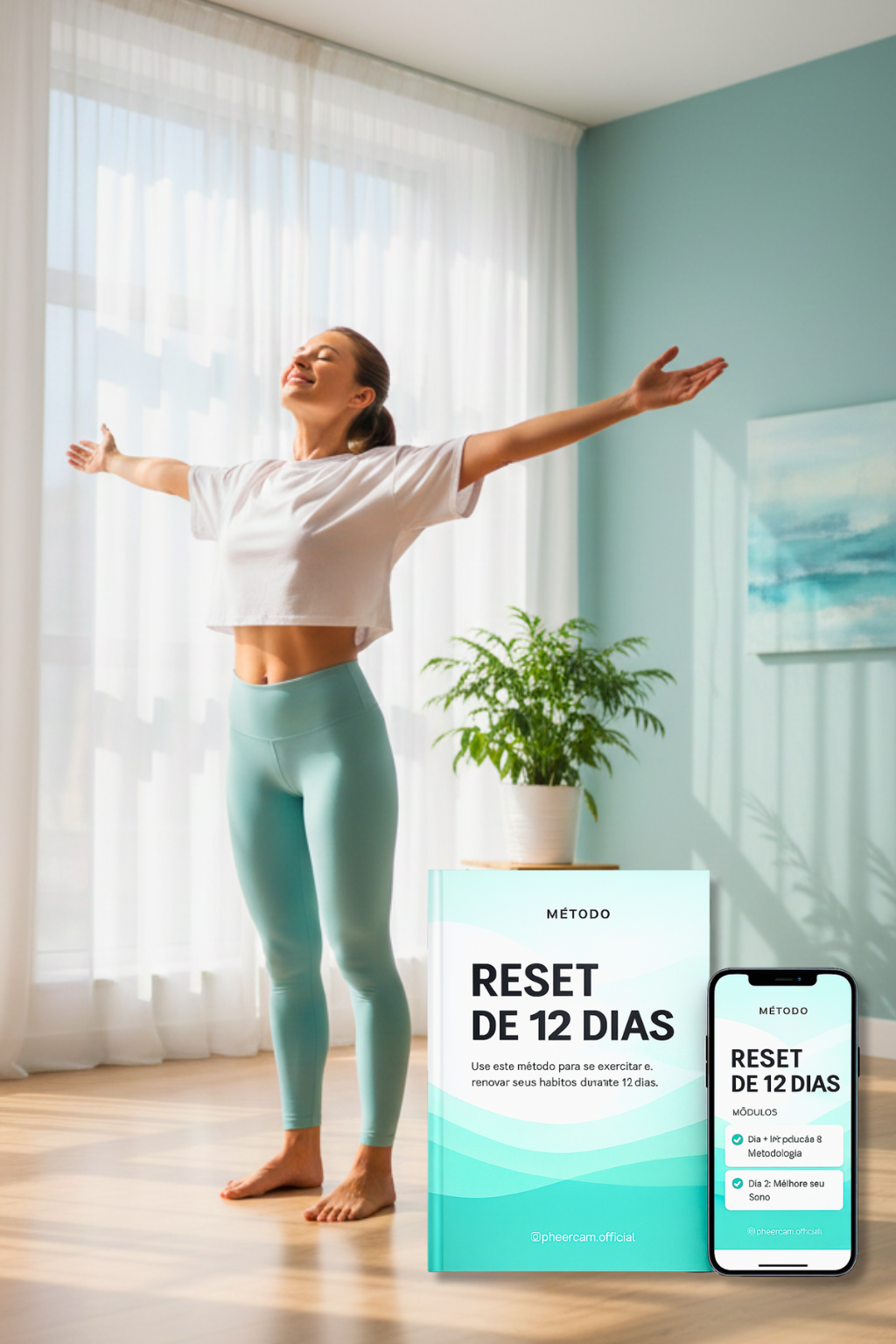 Mulher sorrindo e se sentindo leve